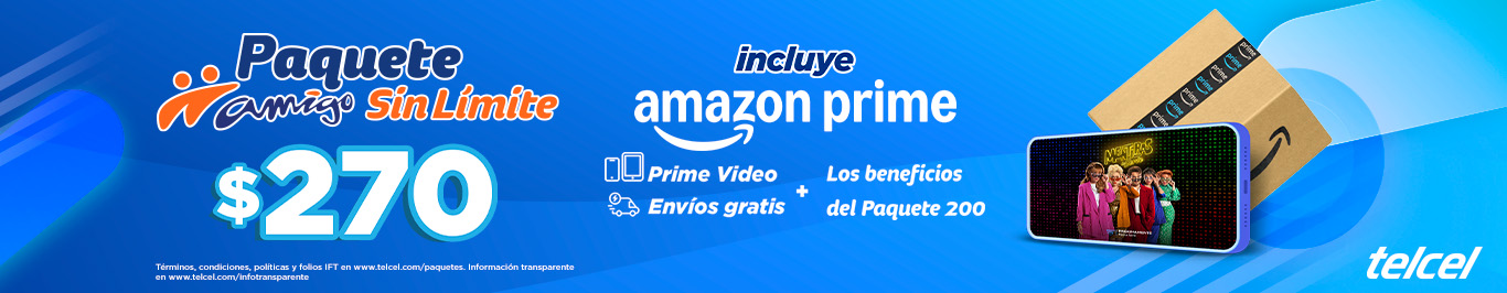 paquetes amigo sin limite de telcel desde 270 pesos incluye tu suscripcion a prime video