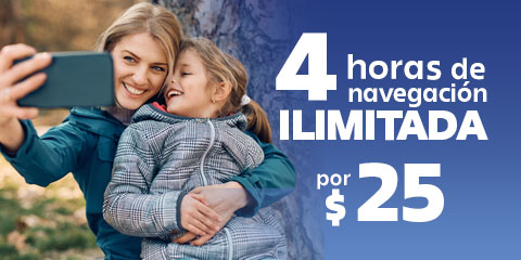 disfruta de cuatro horas de navegacion ilimitada por veinticinco pesos solo en telcel