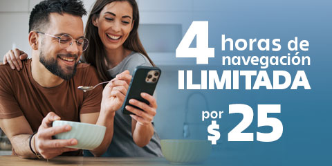 disfruta de cuatro horas de navegacion ilimitada por veinticinco pesos solo en telcel