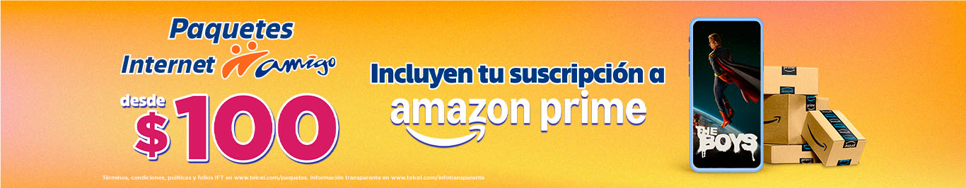 apartir de paquetes de 100 disfruta del beneficio de amazon prime con internet amigo