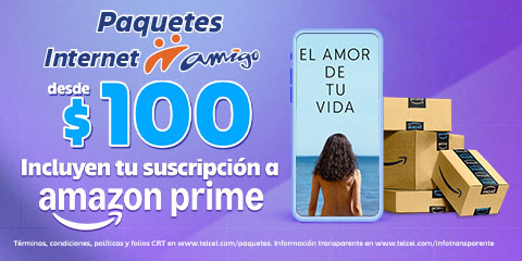 apartir de paquetes de 100 disfruta del beneficio de amazon prime con internet amigo