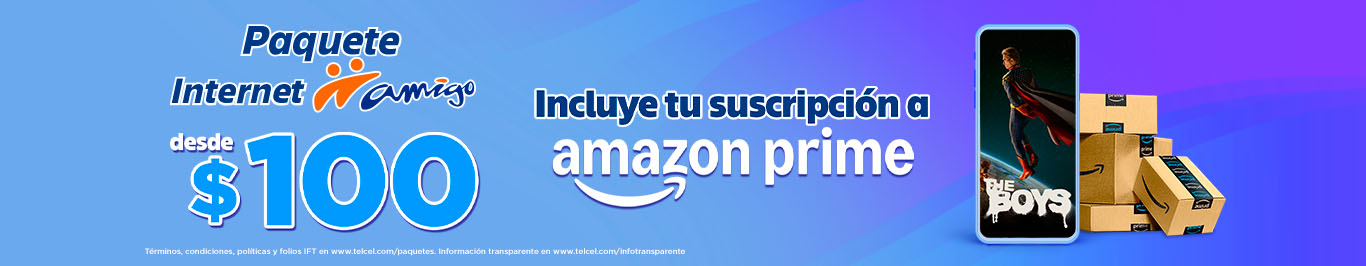 apartir de paquetes de 100 disfruta del beneficio de amazon prime con internet amigo