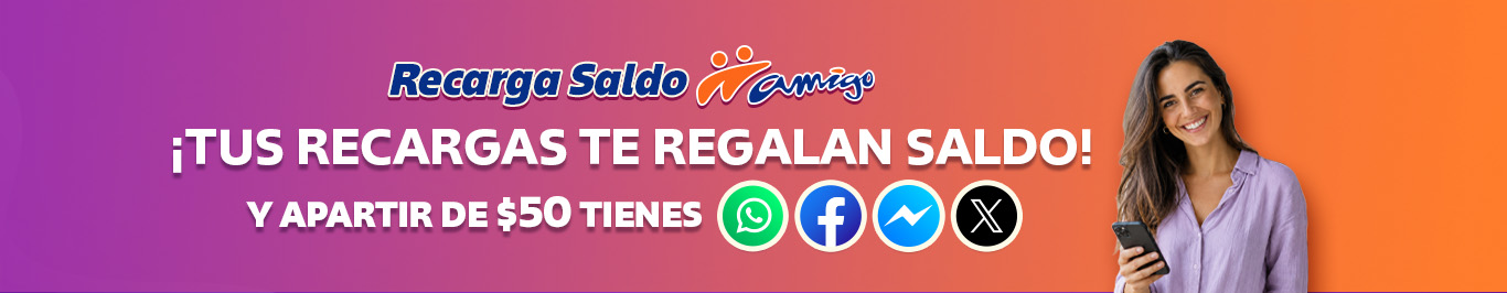 recarga desde cincuenta pesos y recibe saldo adicional para usar en tus apps favoritas
