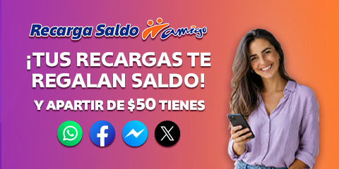 recarga desde cincuenta pesos y recibe saldo adicional para usar en tus apps favoritas