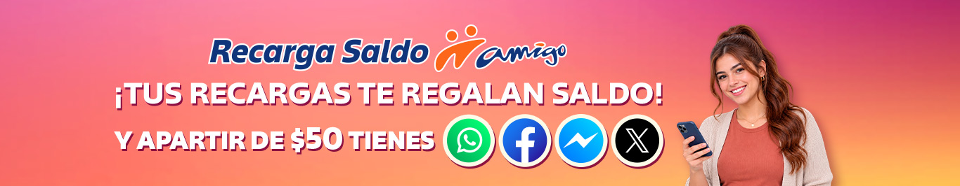 recarga desde cincuenta pesos y recibe saldo adicional para usar en tus apps favoritas