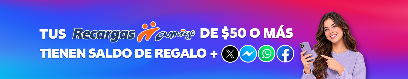 recarga desde cincuenta pesos y recibe saldo de regalo para usar en tus aplicaciones favoritas