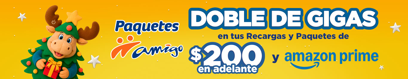 con paquetes amigo sin limite tienes doble de gigas en recargas y paquetes de 270 pesos