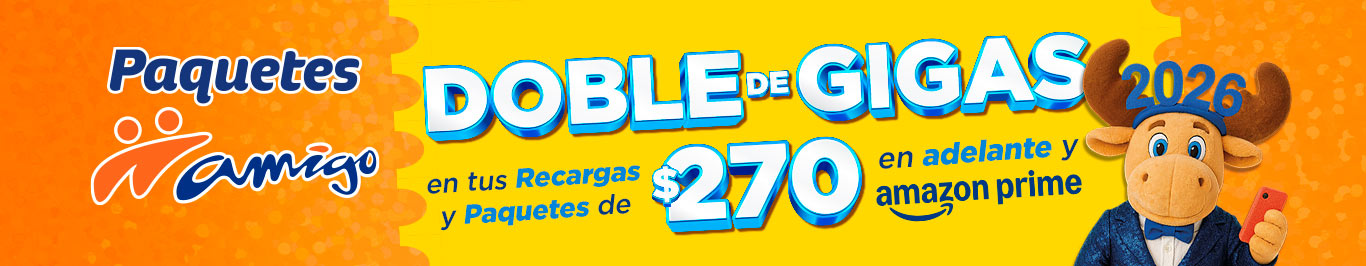 con paquetes amigo sin limite tienes doble de gigas en recargas y paquetes de 270 pesos