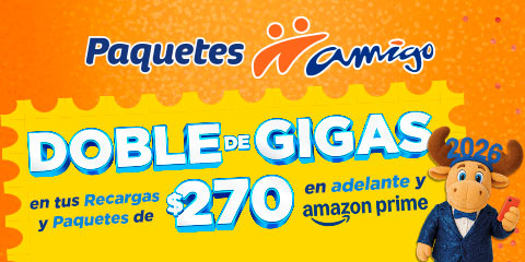 con paquetes amigo sin limite tienes doble de gigas en recargas y paquetes de 270 pesos
