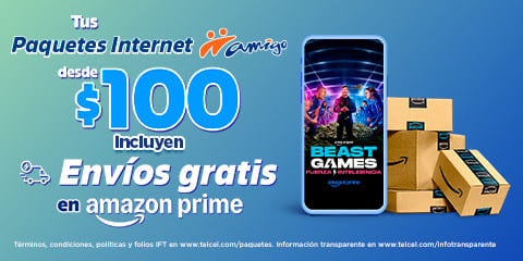 50 por ciento mas gigas en recargas y paquetes de 100 y 150 pesos mas amazon prime