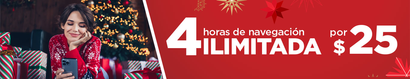 Por tan solo $25 podrás tener 4 horas de navegación ilimitada, no esperes más y contrátalo