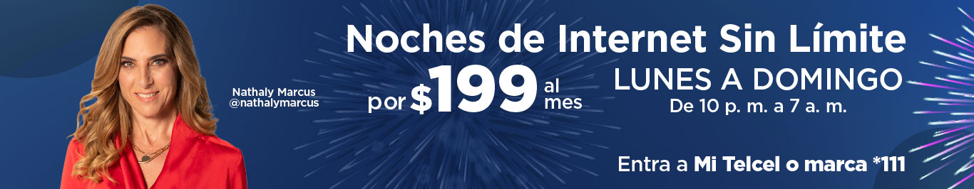 noches de internet sin limite por 199 al mes de lunes a domingo de 10 pm a 7 am con telcel