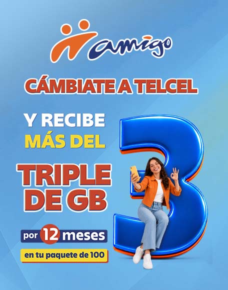 persona junto a promocion de cambio a telcel con mas del triple de gigabytes por meses